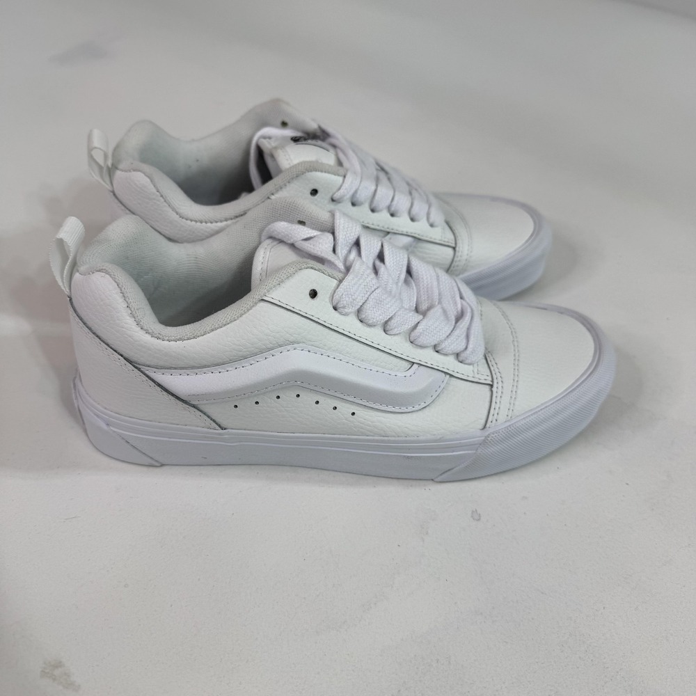 Vans Shoes Mens Size 7.5 White Leather Low Top Skate Casual Vulcanized Sneakers